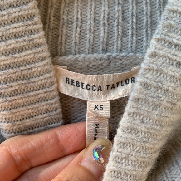 Rebecca Taylor Mock Neck Wool Blend Braided Sweater - Picture 4 of 7